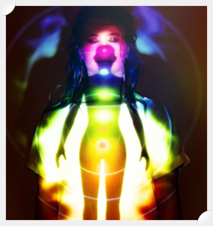 Image of energy chakras projects on a person.  Naan Design.  Naandesign.