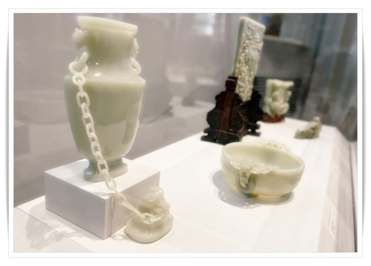 photo of carved jade piece Exquisite sculpted jade pieces at Cantor Museum at Stanford