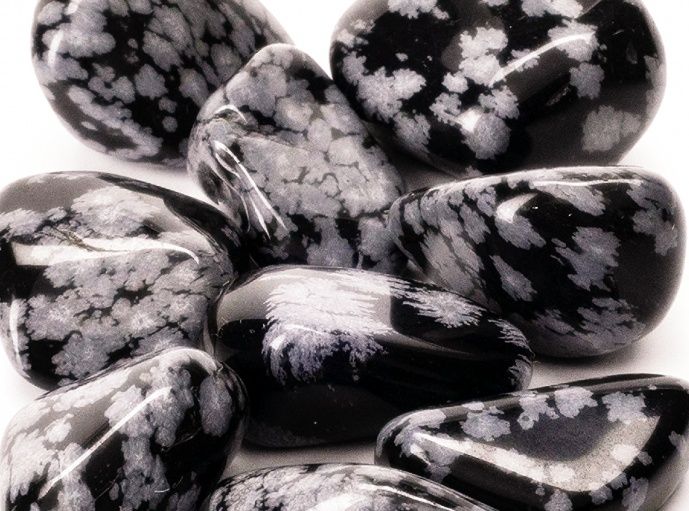 Photo of polished Snowflake obsidian pieces